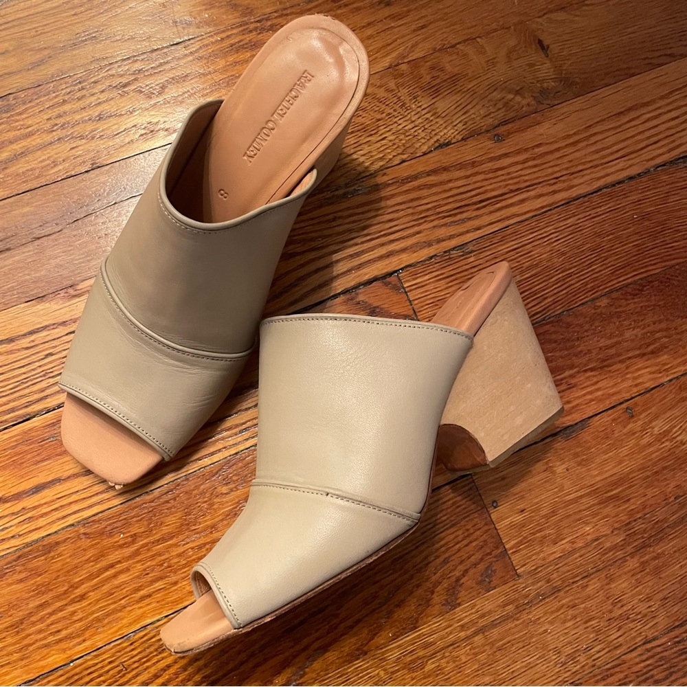 Rachel Comey Dahl grey/Beige Leather Peep-Toe Mules